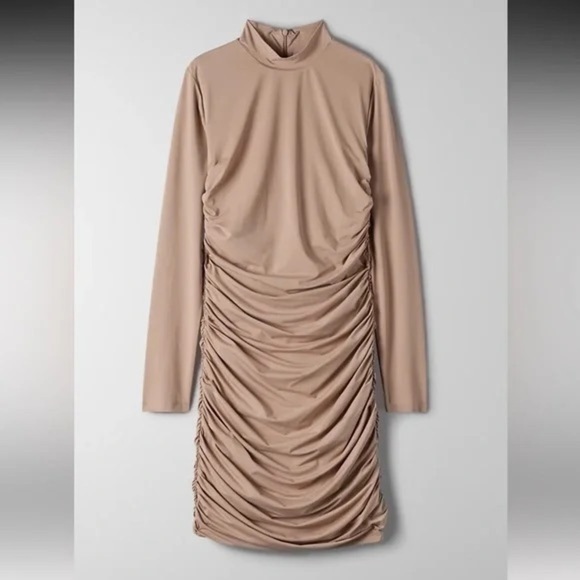 Babaton Dresses & Skirts - Ten by Babaton Ruched Long Sleeve Mini Dress – Size L  Aritzia dress